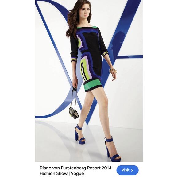 Diane Von Furstenberg DVF Silk Avery Colorblock Shift Dress Black 14 NWT - Picture 12 of 12